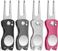 Mile High Life Golf Divot Repair Tool, All Metal Foldable Divot Tool with Pop-up Button & Magnetic Ball Marker, 2-6 Pack