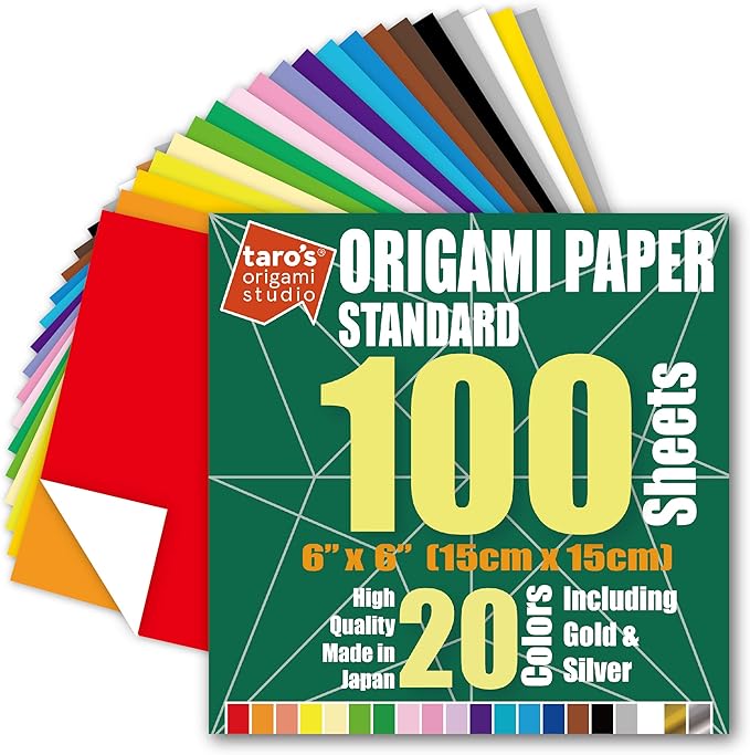 Standard 6 Inch One Sided 20 Colors 100 Sheets Square Easy Fold Premium by TAROSORIGAMISTUDIO