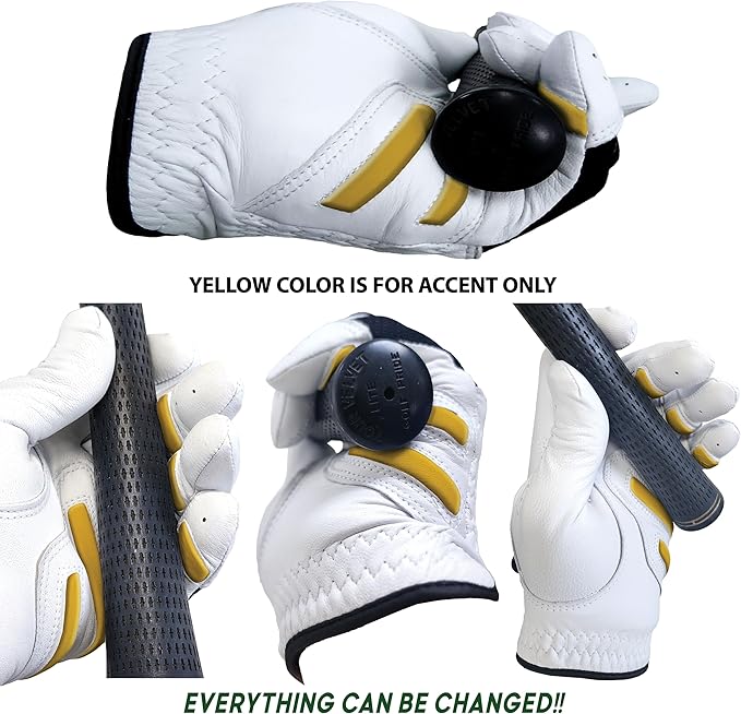 MONKEY GRIP Golf Glove Bearing Capacity Non Slip No Slice pad Premium Leather Power Pad Left Hand, MAN-Small, White
