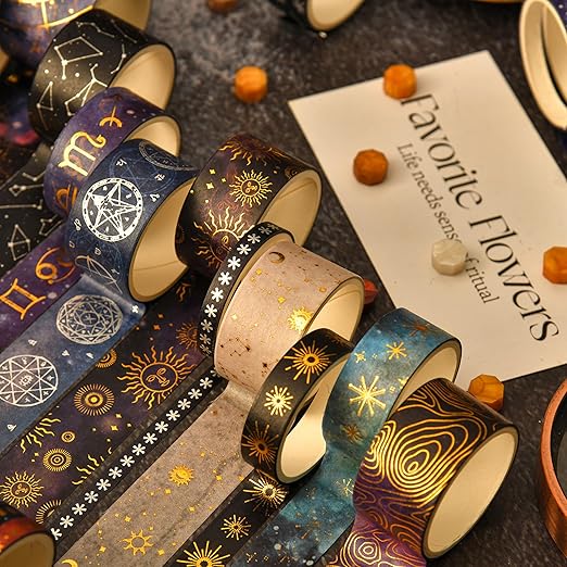 36 Rolls Galaxy Washi Tape Pack Stars Arts Adhesive Tapes Gold Silver Foil - Image 5