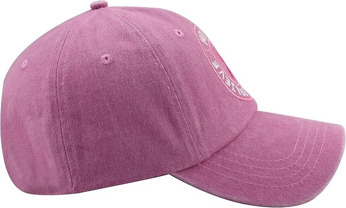 Believe Hope and Fight Hat for Women, Adjustable Cotton Embroidered Pink Ribbon Breast Cancer Baseball Cap