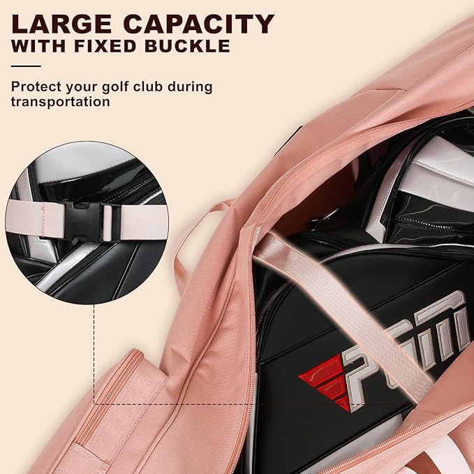 DAREKUKU Golf Travel Bags for Airlines with Adjustable Support Rod and Detachable Shoulder Straps, Hard case Top Soft Foldable Golf Club Travel Covers