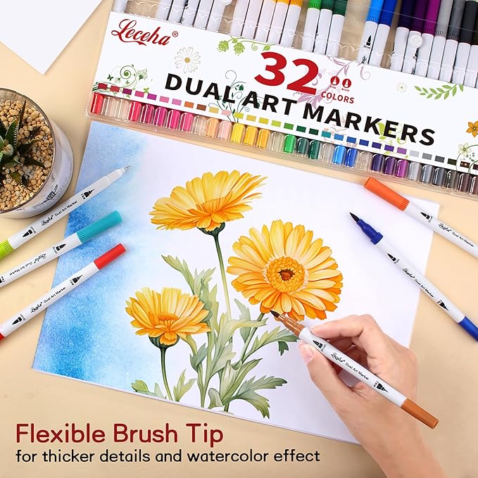 Dual Tip Art Markers Pens for Kids Adult Coloring Books Artist Fine and Brush - Image 5