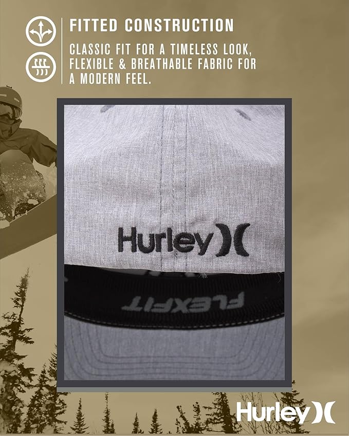 Hurley Men's Caps - One & Only Flexfit Baseball Cap - Fitted Hats for Men (S-XL)