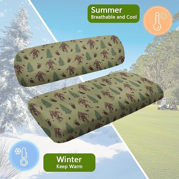 Bulopur Sasquatch Golf Cart Seat Covers Club Car Precedent Golf Cart Seat Cover Blanket Towel for 2/4 Person Seats Removable Golfcart Accessories