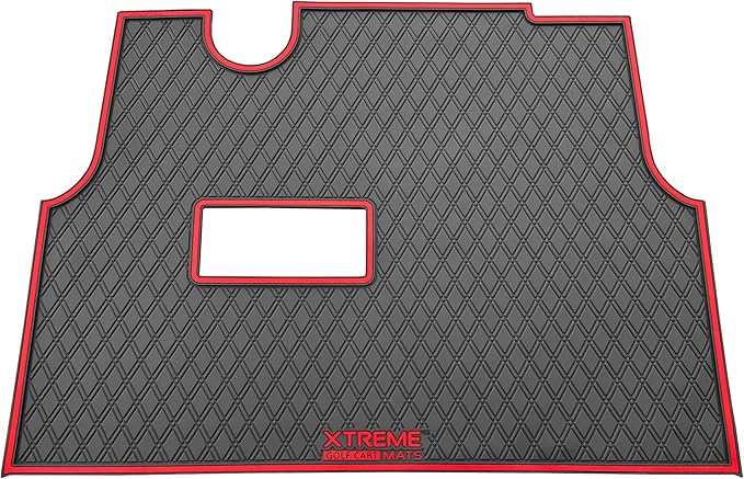 Xtreme MATS Premium Golf Cart Mats Compatible with ICON Epic Models - Custom Fit, Durable Protection, Rubber Floor Liner Protects Factory Flooring (Red Trim)