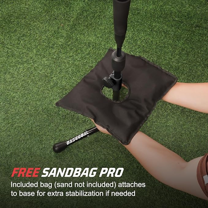 BaseGoal Batting Tee Baseball Tee,Softball Travel Portable Tee Tripod Stand Rubber Tee for Batting Training Practice with Carrying Bag