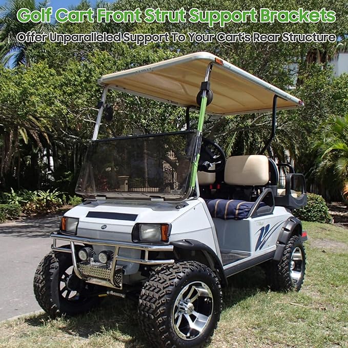 10L0L Golf Cart Front Roof Strut Brackets for Club Car DS (84-99) with Steel Screw Bushings Repair Kit, Heavy Duty Strut Support Reinforcement Repair