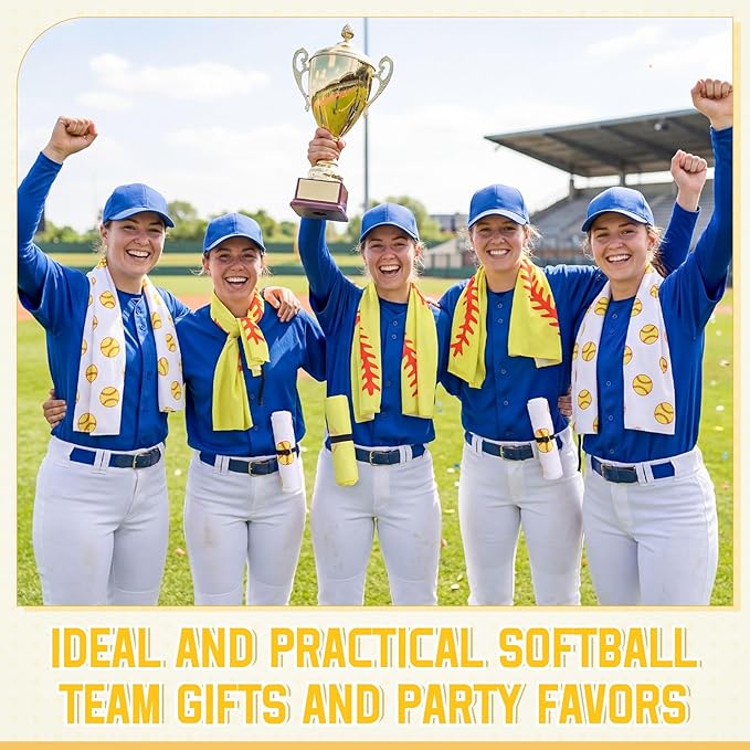 FuWeave 12 Pcs Softball Cooling Towels 40 x 12 Inch Soft Breathable Sport Ice Towels Microfiber Fast Drying Team Gifts for Yoga Gym Camping Running