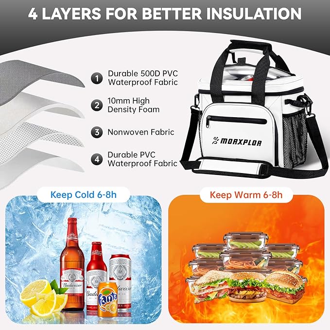 MORXPLOR Golf Cart Cooler with Magnetic Lid 12-Can Insulated Soft Cooler Bag Collapsible for Golf Cart,Golf Accessories,Lunch Camping Cooler Insulated Lunch Bag with Adjustable Shoulder Strap