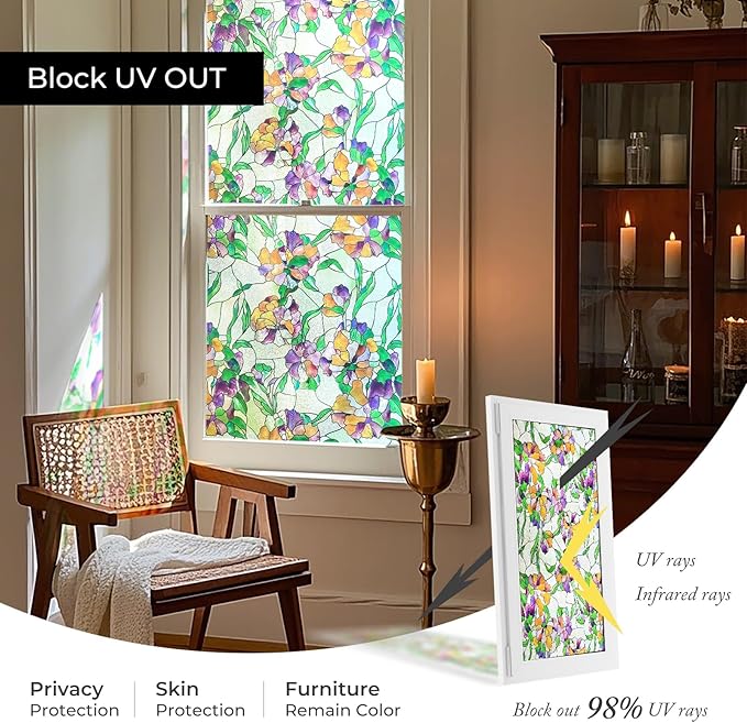 3D Stained Glass Window Film, Decorative Window Privacy Film - Image 3