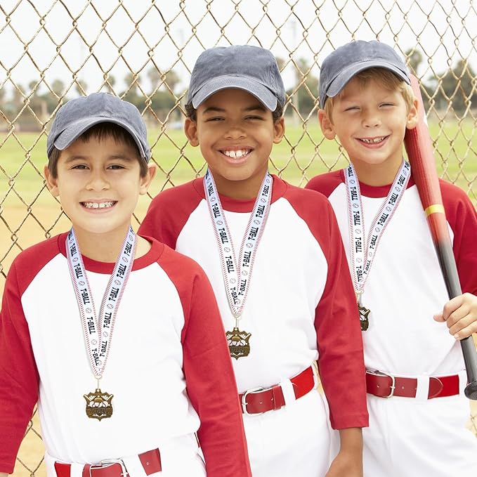 Ecation Medals with Neck Ribbons Soccer Awards Medals Baseball Team Awards Softball T-Ball Flag Football Trophy for Kids Sports Competitions Celebration Gift