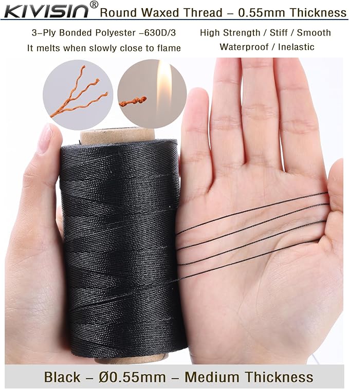 Sturdy Bonded Waxed Polyester Thread, 437 Yards Wax String Cord - Image 3