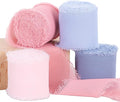 TONIFUL 4 Rolls Pink & Blue Chiffon Ribbon 1 1/2 Inch 5.5 Yards Fabric Silk by TONIFUL