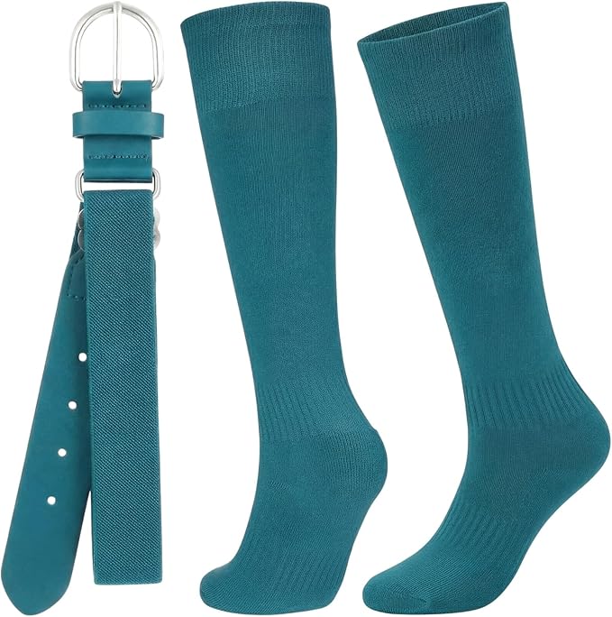 Zhanmai Baseball Belt and Socks Combo, Adjustable Elastic Belt and Softball Socks, Multiple Sizes for Youth Boys Girls, Adult