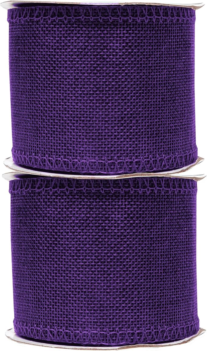 Mandala Crafts Purple Burlap Ribbon 3 Inches Wide Jute Ribbons - Image 2