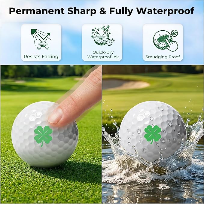 AddAcc Golf Ball Stamp, Self-Inking Marker, Golf Ball Marker, Golf Accessories for Men Golf Stuff Golf Gifts for Men Dad Golfer Golf Gadgets Four Leaf Clover