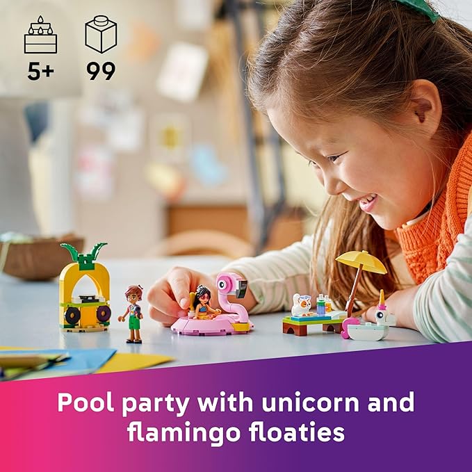 LEGO Friends Unicorn & Flamingo Pool Party Pretend Play Building Toy - Image 2