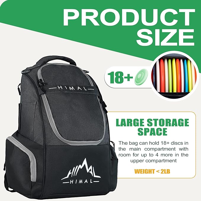 HIMAL HIMAL Disc Golf Bag Holds 22+ Discs, Durable Disc Golf Backpack with Large Capacity, and Multiple Storage Pockets