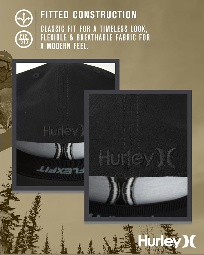 Hurley Men's Caps - One & Only Flexfit Baseball Cap - Fitted Hats for Men (S-XL)