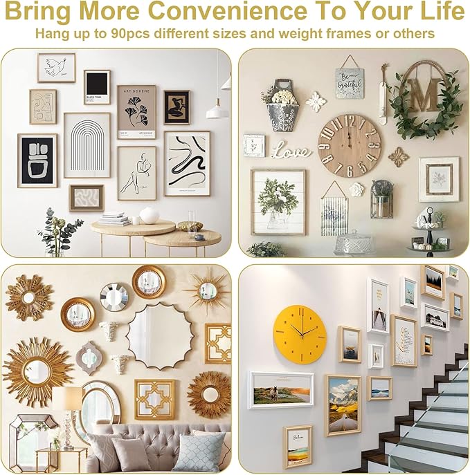 90PCS Picture Hanging Nails, 3 Sizes Wall Decorative Nails - Image 2