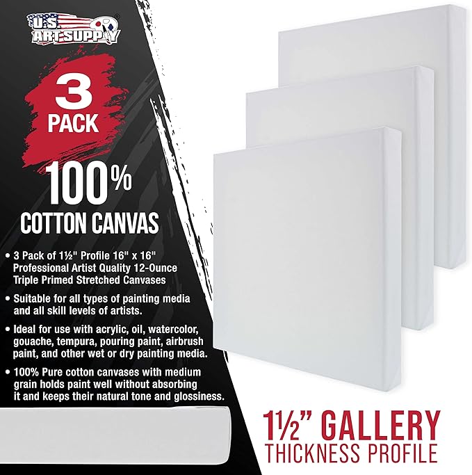 U.S. Art Supply Large Stretched Canvas - Image 2