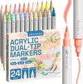 ARTISTRO 24 Pastel Dual Tip Brush + Fine Acrylic Paint Markers by ARTISTRO