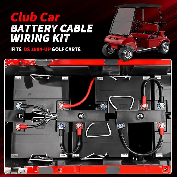 7 PCS Golf Cart Heavy Duty Battery Cables for Club Car DS 1994-UP, 36&48 Volt 4 Gauge AWG Club Car Battery Cable Set, Golf Cart Pure Copper Wiring Kit