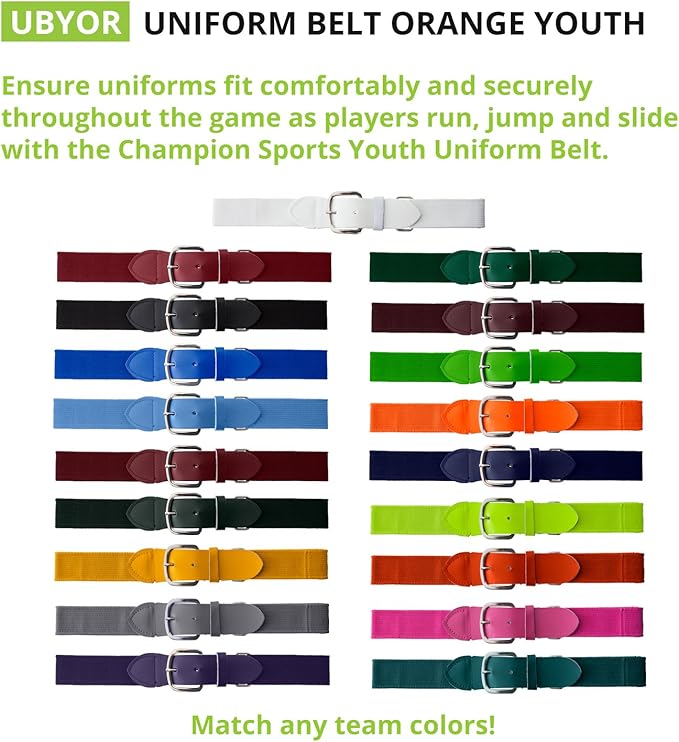Champion Sports Baseball & Softball Belt – Stretch Fit Uniform Belt for Youth & Adult Players, Multiple Colors
