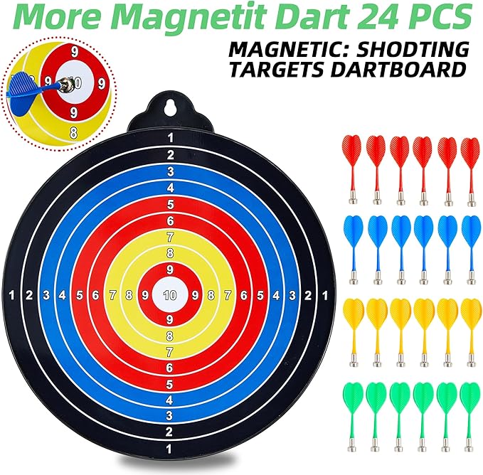 Magnetic Dart Board for Kids-12Magnetic Dart/Sticky Balls Or 2 Toy Gun+40 Foam - Image 4