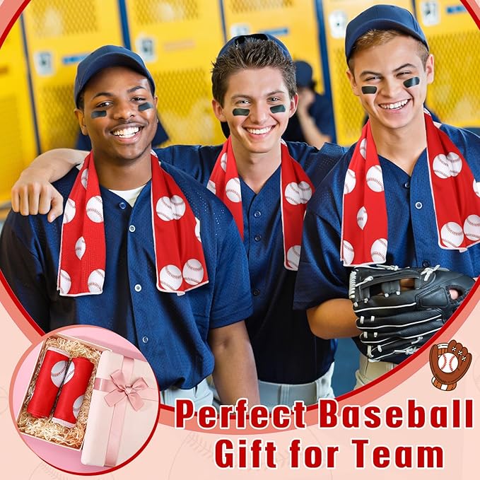 Peryiter 12 Counts Mini Cooling Towel, 30" x 9" Baseball Softball Soccer Golf Sweat Towel, Breathable Chilly Rag, Microfiber Sport Rags for Team Gym Running Coach Gift