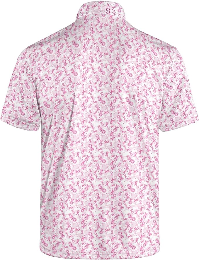 Golf Polo Shirts for Men Funny Print Short Sleeve Golf Shirts Performance Golf Polos