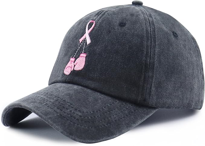 Breast Cancer Awareness Accessories for Women, Pink Ribbon Hat, Funny Chemo Baseball Cap, Mothers Day Christmas Birthday Gifts for Mom Mama Grandma