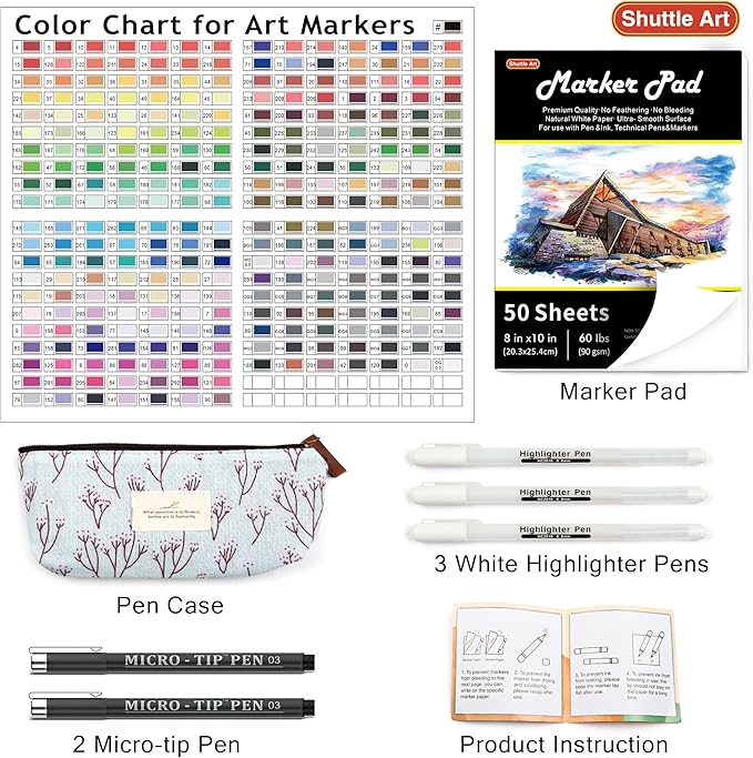 Shuttle Art 280 Colors Dual Tip Alcohol Based Art Markers, 279 Colors Permanent - Image 2
