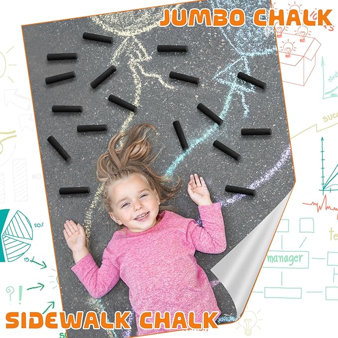 20 Pcs Sidewalk Chalks for Kids Non Toxic Jumbo Chalk for Party Gift Outdoor - Image 4