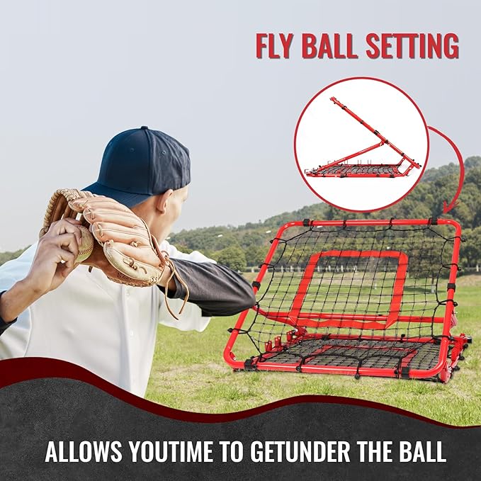 Storgem Baseball Softball Rebounder Net, Pitch Back Rebound Net,Soccer Rebound Net, Fielding Rebounder,Double Sided Adjustable Multi-Sports Pitching Rebound Net for Throwing Practice