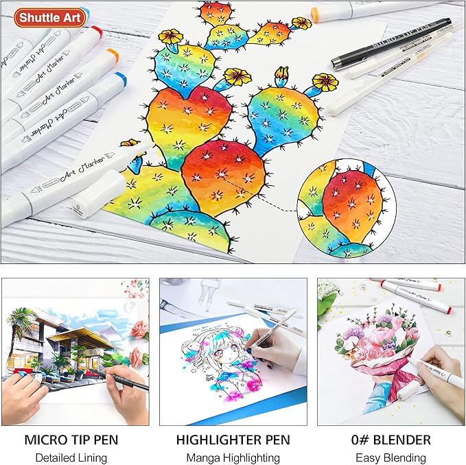 Shuttle Art 280 Colors Dual Tip Alcohol Based Art Markers, 279 Colors Permanent - Image 4