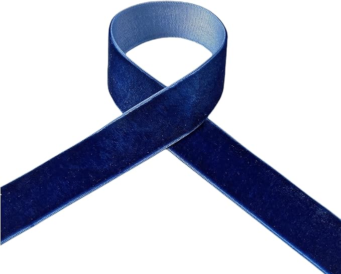Vintage Sapphire Blue Velvet Ribbon, 1 Inch X 25Yd - Image 3