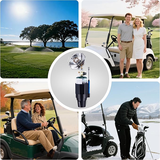 6800BTU Golf Cart Heater Propane, Propane Heater with Igniter, 2 in 1 with Golf Cart Cup Holder&Cylinder Base, for Tent,Finshing(Fuel not included)