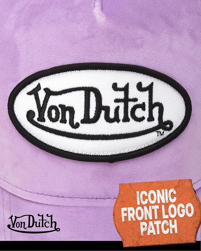 Von Dutch Unisex Trucker Hat - Velvet Curved Bill Mesh Back Retro Classic Adjustable Snapback Baseball Cap for Men and Women