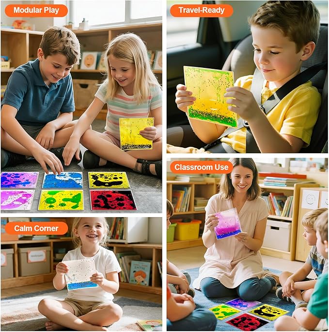 Squishy Liquid Sensory Tiles for Kids – 6" Soft Colorful Tactile Play Pads - Image 8