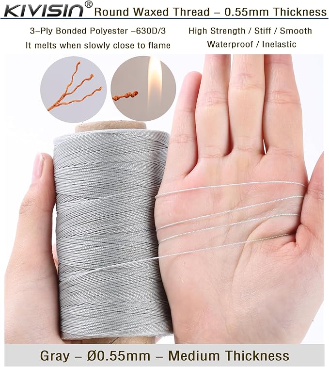 Sturdy Bonded Waxed Polyester Thread, 437 Yards Wax String Cord - Image 3
