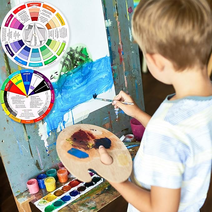 Outus 2 Pcs Color Wheel, Paint Mixing Learning Guide Art Teaching Tool Color - Image 6