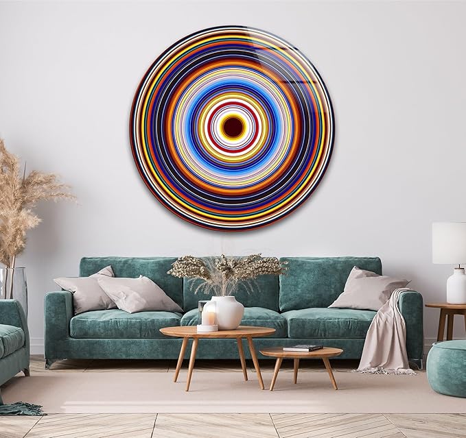 My Photostation.com 15.8'' Diameter Colorful Concentric Circles Round Glass - Image 2
