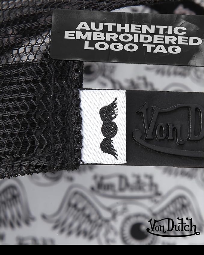 Von Dutch Unisex Trucker Hat - Velvet Curved Bill Mesh Back Retro Classic Adjustable Snapback Baseball Cap for Men and Women