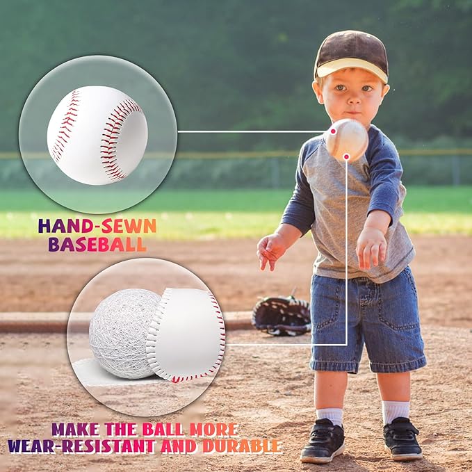 Youth Training Baseballs 12 Pack - 9 Inch Unmarked Faux Leather Practice Balls for Teen Baseball Drills, Hitting & Fielding | Lightweight Carton-Packed Baseballs for Coaching & Backyard Practice