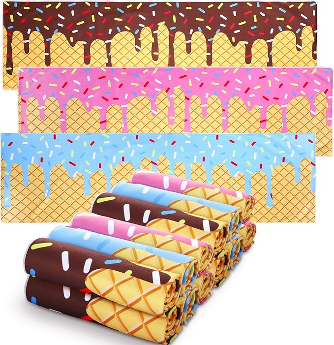 Breling 12 Pcs Baseball Cream Drip Cooling Towels 40"x12" Baseball Drip Cooling Towels Microfiber Sweat Absorbent Rags Sport Team Gifts for Coach Team Appreciation Gifts Sport Party Goodie Favors