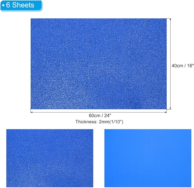PATIKIL 2mm Thick Non Adhesive Glitter Foam Sheet 16x24inch Dark Blue, EVA - Image 2