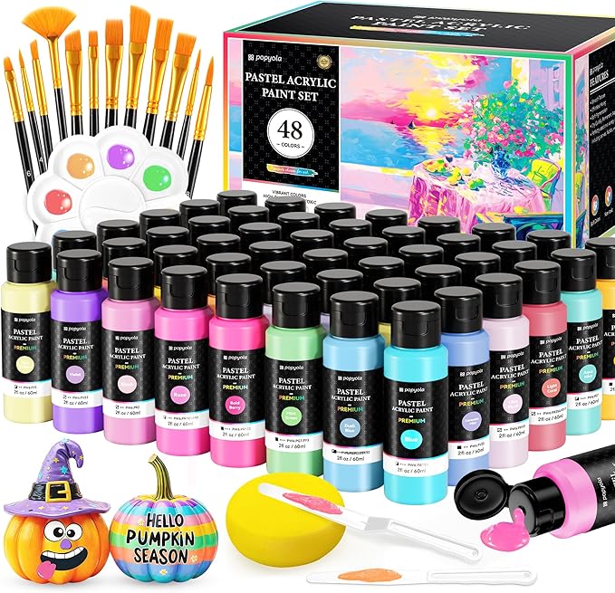 64 PCS Pastel Acrylic Paint Set by POPYOLA