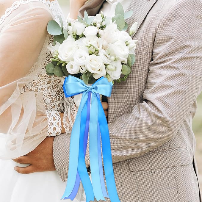 1 Inch Blue Satin Ribbons for Crafts, 6 Rolls Single-Faced Blue Assorted - Image 4